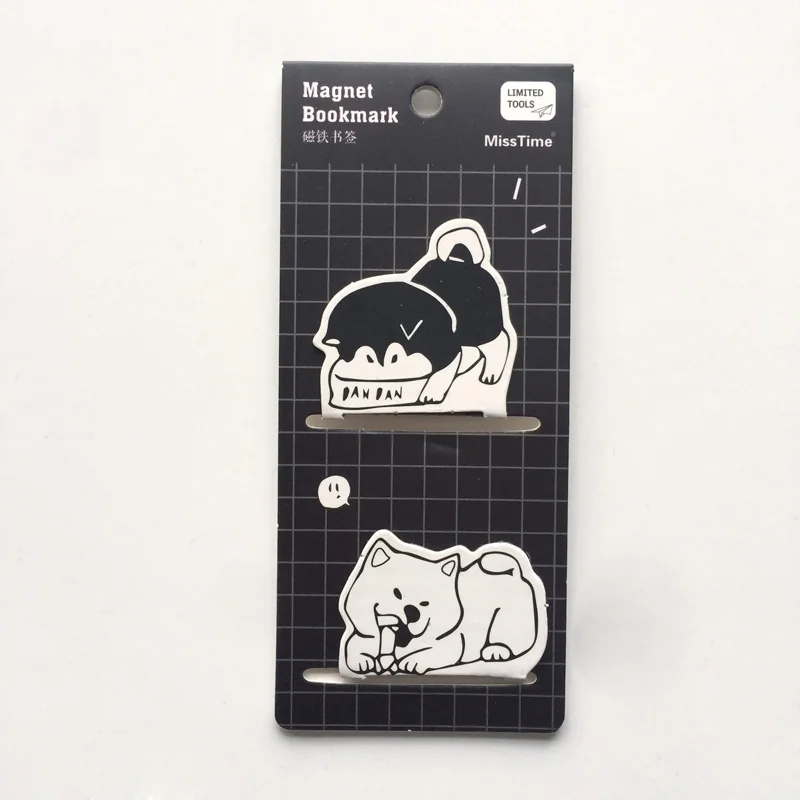 2 шт./компл. Kawaii щенок собака магнитные закладки для книг маркер страницы канцелярские принадлежности для школьных канцелярских товаров Бумага зажим - Цвет: A