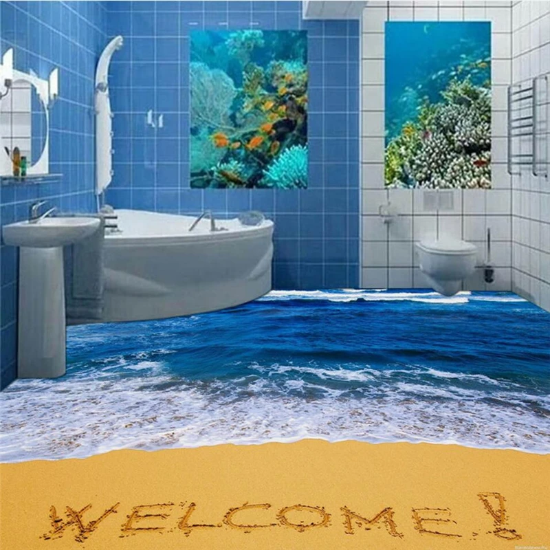 Wellyu 3D Jinbo пляжный пол на заказ большой росписи ПВХ водонепроницаемый толстый