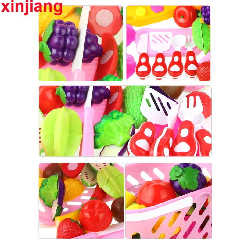 26pcs Kitchen Food Fruit Vegetable Pretend Play Food Toy Cutting Fruit Vegetable Educational Toy Safety Children Kitchen Toys }