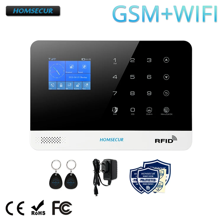 Система охранной сигнализации HOMSECUR DIY GSM WIFI (панель LA02 датчик PIR двери мигающая