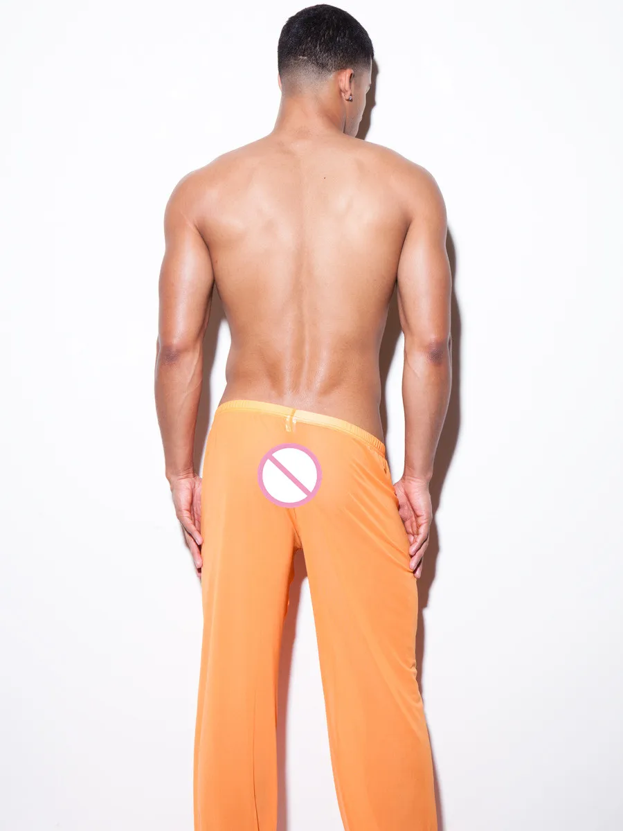 Hot Men Sexy Pants Transparent Mesh Underwear Long John Sleep Sex Wear Bottom Gay Male Home Lounge Clothing|long johns|long johns clothinglong john