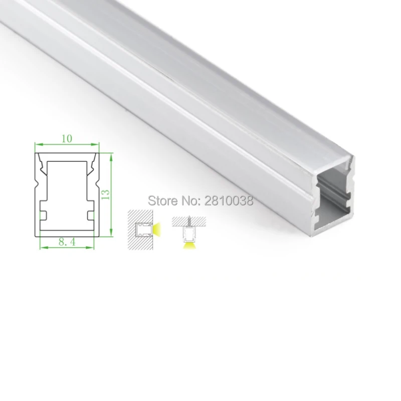 10 Sets/Lot U type Anodized LED aluminum profile and slim square LED aluminum Channel profile for recessed wall