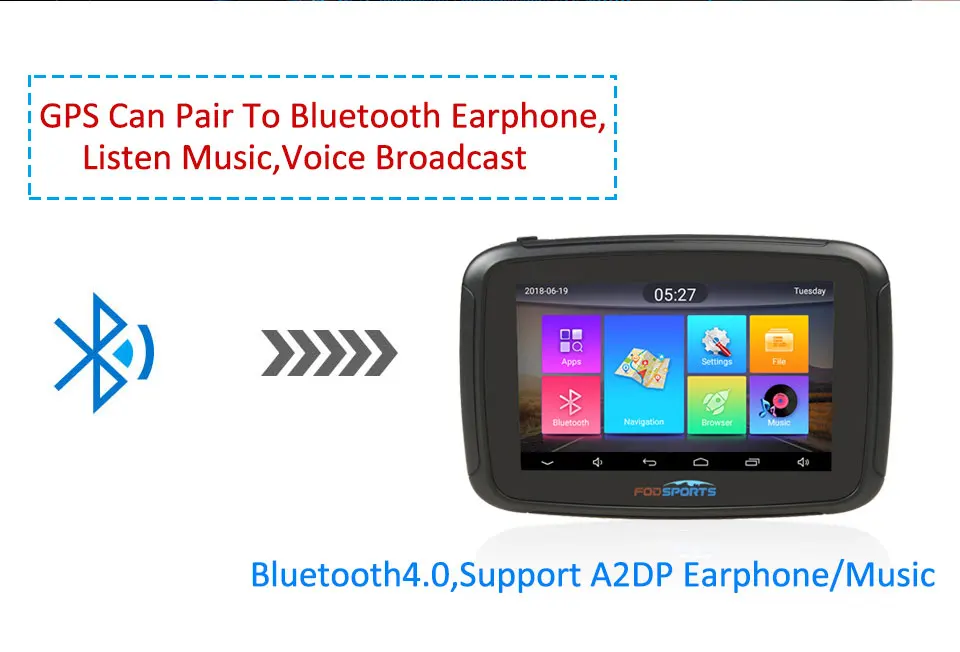 Fodsports ipx7 водонепроницаемый мотоцикл Навигация 5 дюймов автомобиль gps wifi 16G мотоцикл навигатор android 6,0 FM 3000 мАч батарея