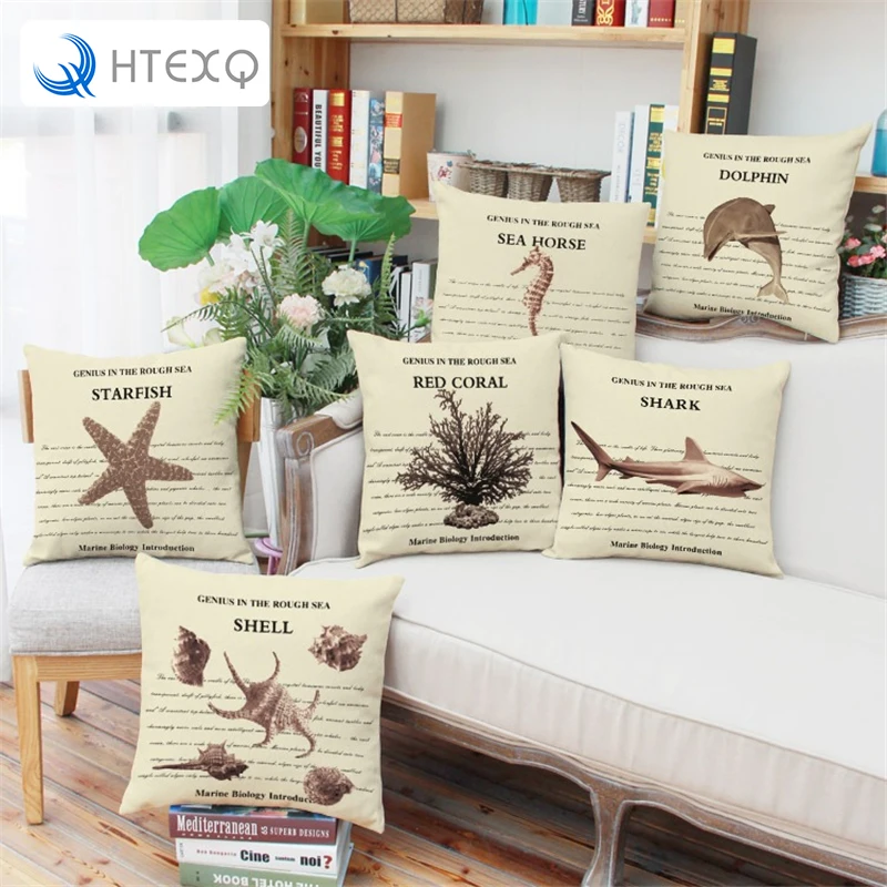 HTEXQ Animal Series наволочка с принтом морской жизни льняная Полиэстеровая акулы