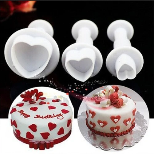 

ANGRLY 1set/3pcs Love Shaped Spring Die Sugar Chocolate Mold Cake Decoration Pastry Cookies Bake weare Moulds Tools silicone