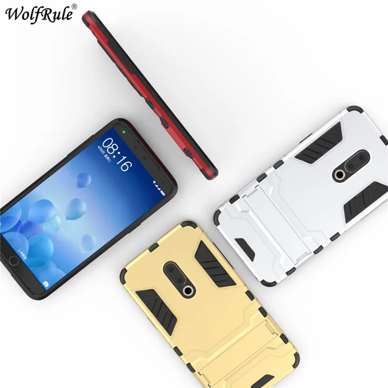 For Fitted Cases Meizu 15 Case WolfRule Silicone &amp PC Holder Bumper Housings Phone Cover Shell 5.46'' |