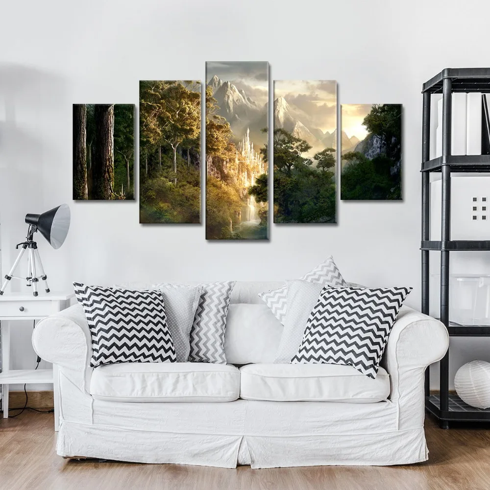 

5 Panels Mountain Scenery Picture Print Painting Modern Canvas Wall Art for Wall Decor Home Decoration Artwork