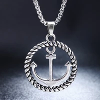 stainless steel anchor fishman pendants necklace hook charm chain men pendants necklaces jewelry valentine