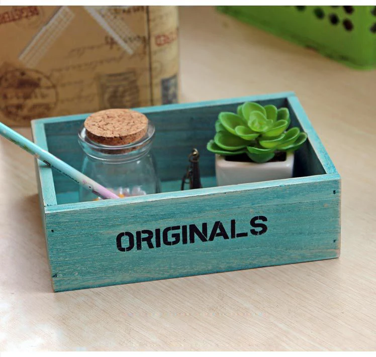 Solid Wood Retro Grocery Store Rectangular Wooden Debris Desktop Stationery Storage Boxes Candy Box Wedding Party Decoration | Дом и сад