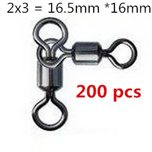 200xSize2-3 200 шт. 3-Way рыболовные Вертлюги соединитель медный сплав рыболовные тройные Вертлюги соединитель различные размеры рыболовные снасти Вертлюг - Цвет: 200xSize2-3