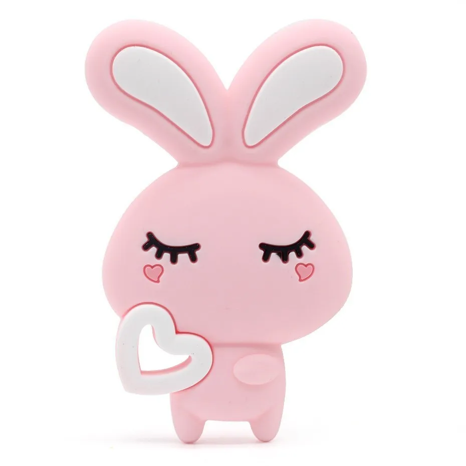Pink 1 шт. силиконовый детский Прорезыватель для зубов кролик грызун Прорезыватель для кормления Прорезыватель для зубов ожерелье аксессуары пищевой силиконовый Прорезыватель для животных - Цвет: Pink