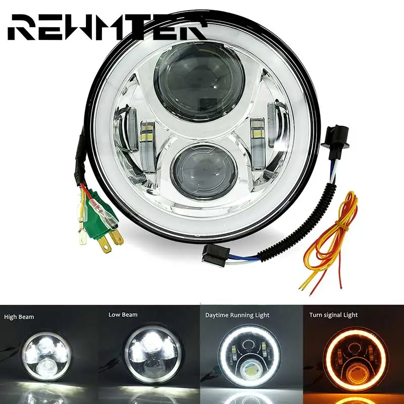 

Motorcycle 7'' Halo Headlamp Led Angel Eyes Headlights For Harely Softail Fat Boy FLSTF Road King Lamp For Jeep Accesorios Para