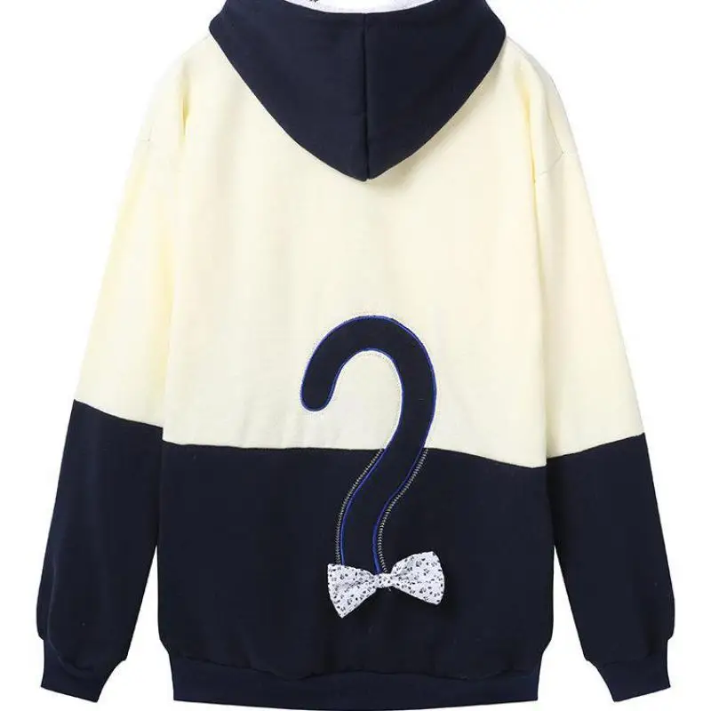 European 2018 Winter Fashion Loose Cat Embroidery Color Matching Long-sleeved Hoodie Pullover Hooded Harajuku Sweatshirt Women | Женская