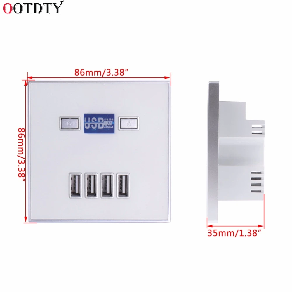 220V 4A 86 Тип 4 Порты usb стены Мощность гнездо адаптера Зарядное устройство Панель Быстрая зарядка розетки 3 цвета