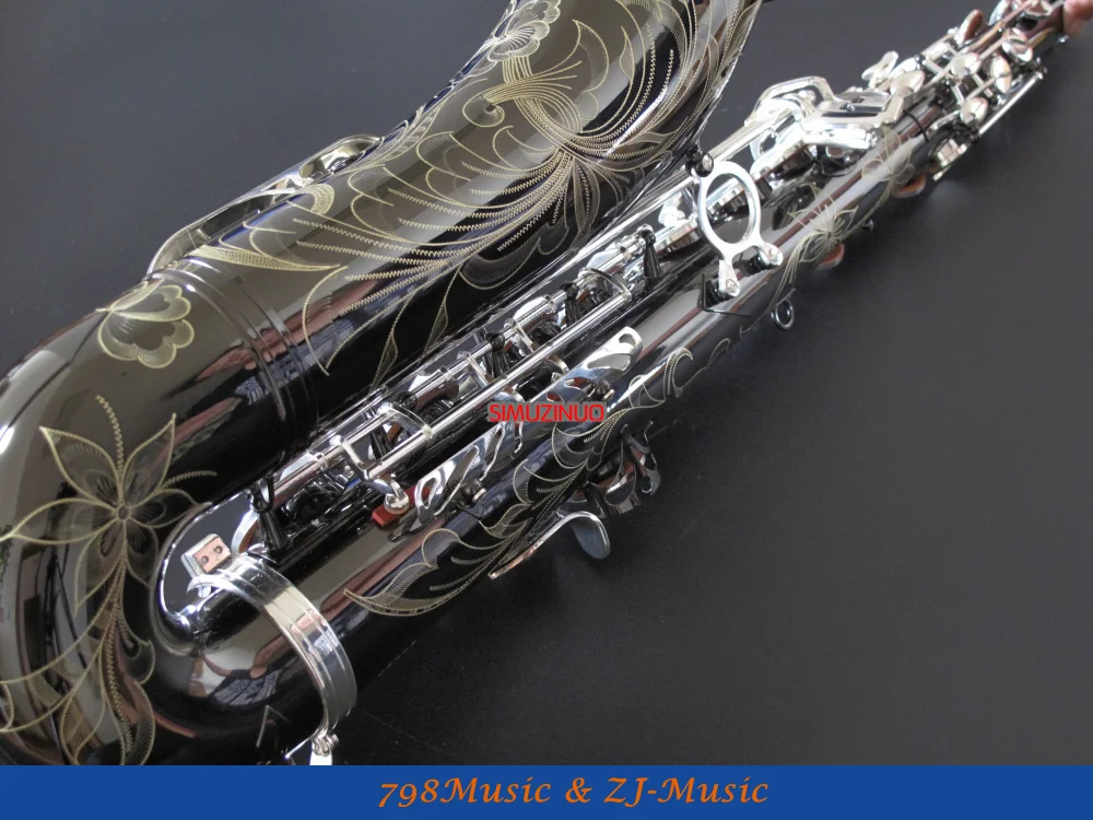 Черный никелевый корпус и серебряные ключи тенор саксофон Sax Bb ключ высокий F