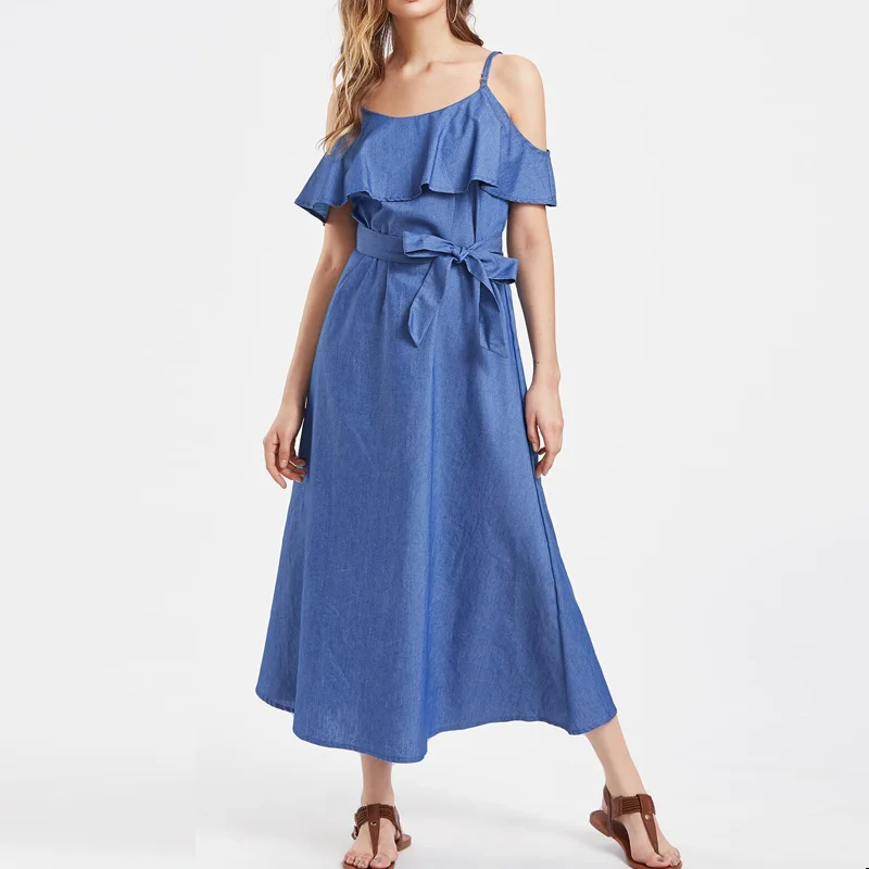 Модные женские туфли Твердые оборками с открытыми плечами бретельках Лето