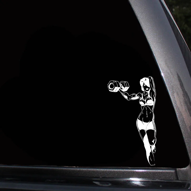 

YJZT 8.1*15.3CM Fitness Strong Lady Vinyl Decal Car Sticker Fashion Silhoutte Design Cool Style Black/Silver C20-1040