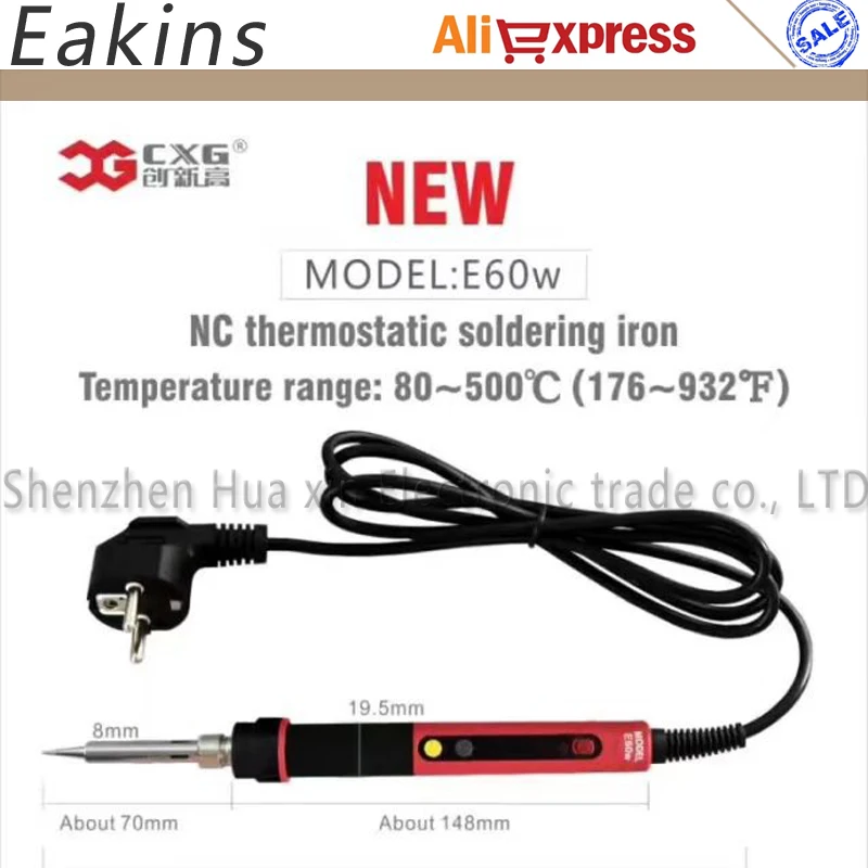 CXG E60WT/E90WT/E110WT светодиодный Электрический паяльник с цифровой регулируемой постоянной температурой для сварки печатных плат SMD набор инструментов