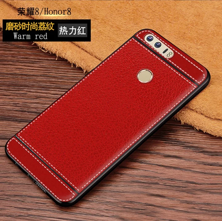 Силиконовый чехол Litchi cortex для huawei Honor 8 funda hoesje lychee кожаный матовый мягкий из ТПУ