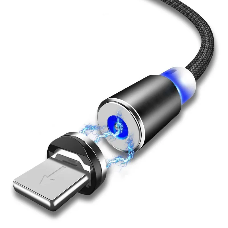 1 м 2 5 В/360 а круглый светодиодный IOS USB Магнитный зарядный кабель для iPhone 5S 6 6S Plus 7