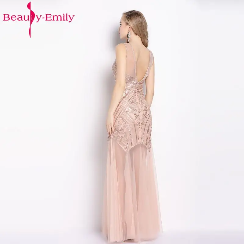 Женское вечернее платье без рукавов Beauty Emily элегантное с блестками и бусинами
