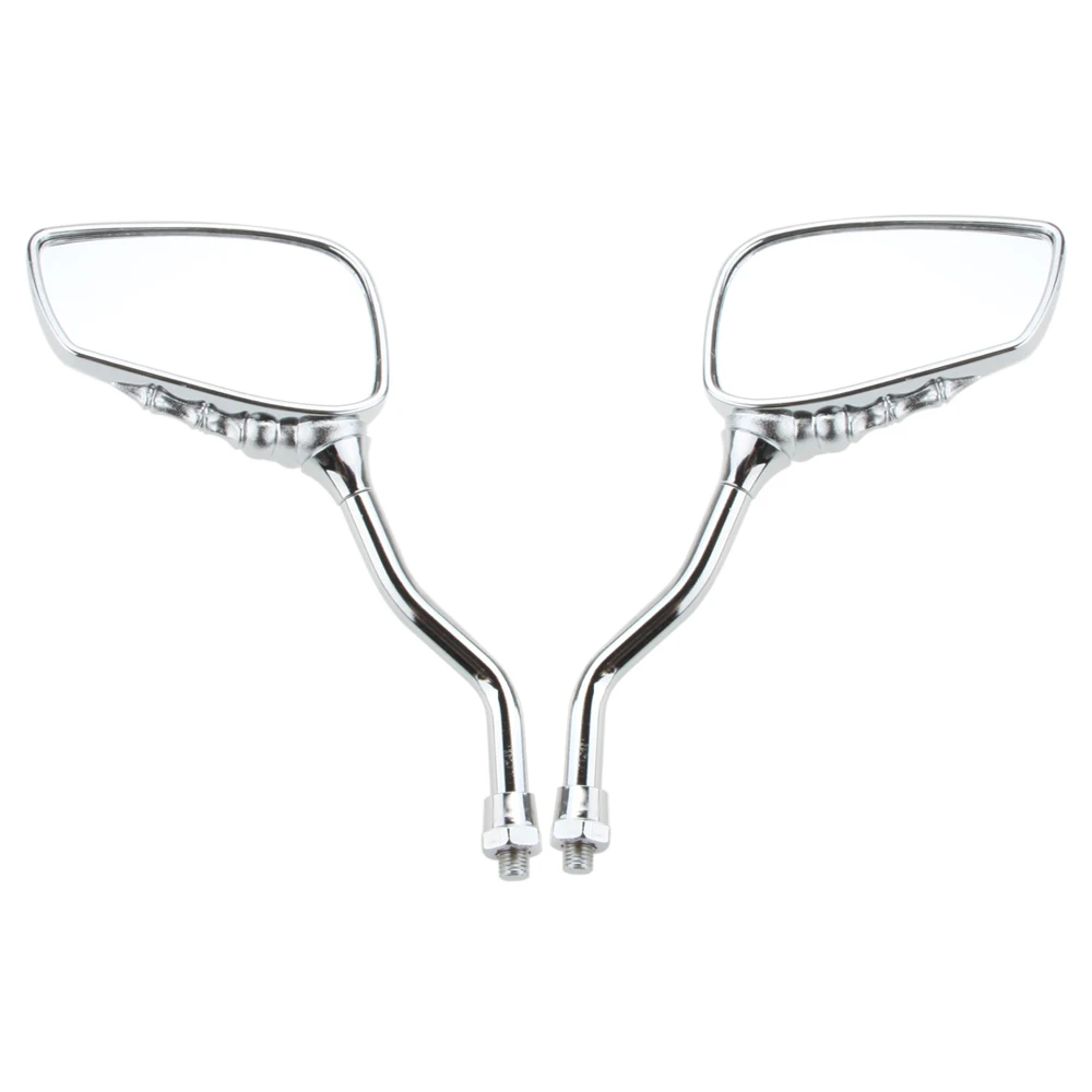 

2Pcs Professional Motorcycle Mirror Motorbike Pair Chrome Skeleton Skull Mirrors Rear View 10mm Motorcycle-rearview-mirror