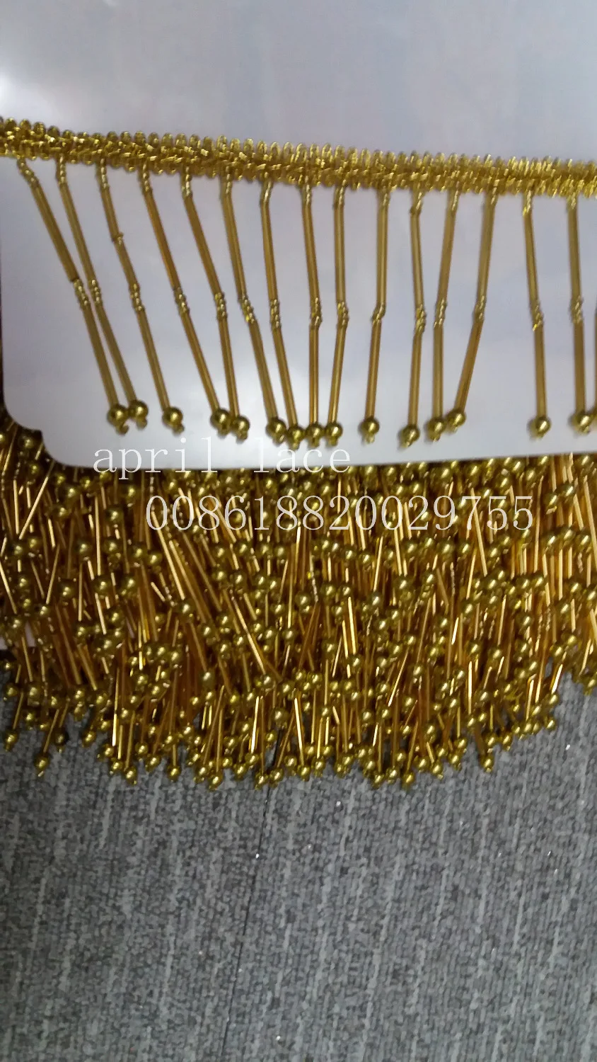 10 ярдов ширина 9 см Золотая лента с бисером кисточка бахромой для