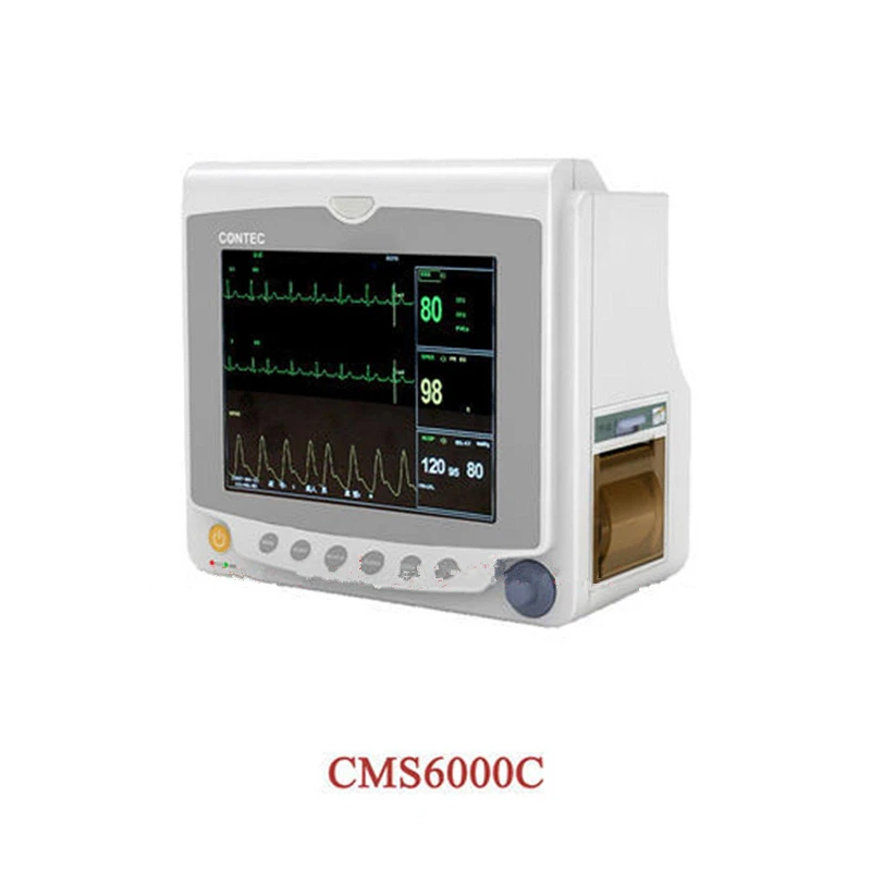 CMS6000C add printer CONTEC CMS6000C ICU жизненные знаки 4 параметра монитор пациента ЭКГ, NIBP, Spo2, PR - Цвет: CMS6000C add printer