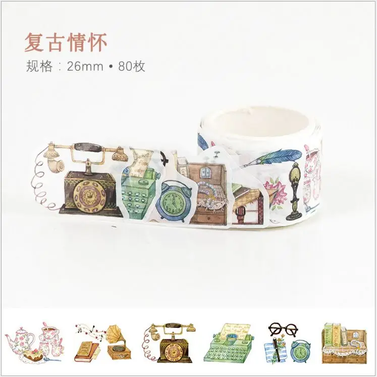 80 шт/рулон ностальгические чувства ретро жизнь лента для декорации Washi DIY