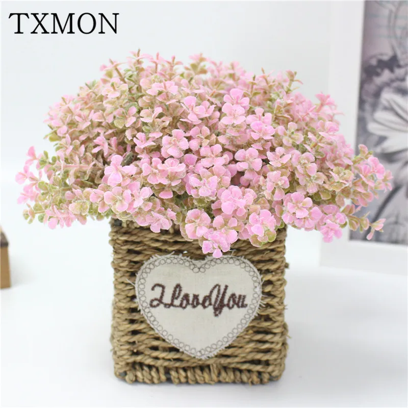 6 веток имитация зеленого растения декоративный поддельный цветок