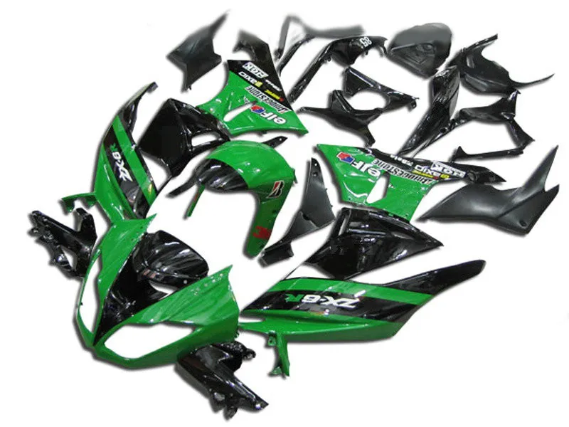Мотоцикл обтекатель комплект для KAWASAKI Ninja ZX6R 09 10 636 2009 2010 zx 6r зеленый глянец Черный