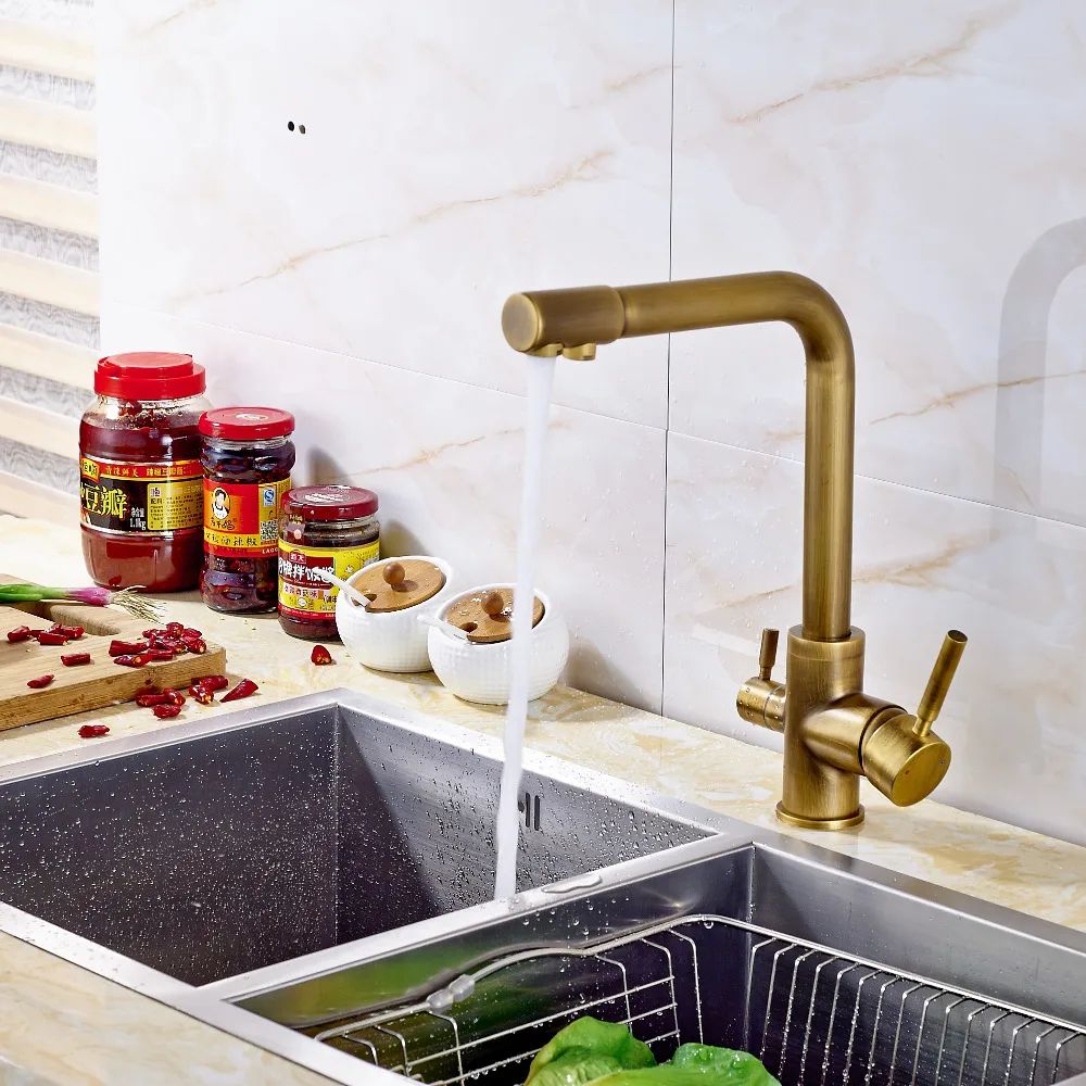 Смеситель кухонный из твердой латуни с двумя выемками|brass kitchen|mixer tapbrass kitchen faucet |