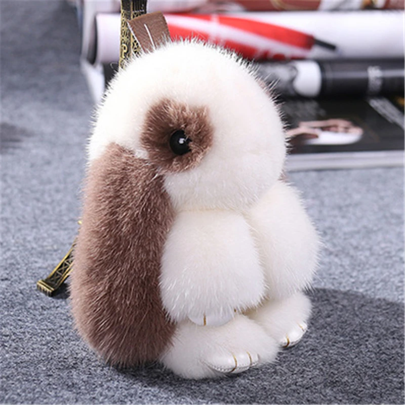 2018 кролика рекс мех животных брелок милый кролик кукла кулон