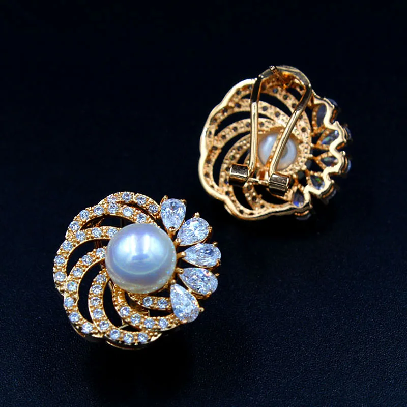 Роскошные серьги с искусственным жемчугом для женщин серьги-гвоздики цирконом