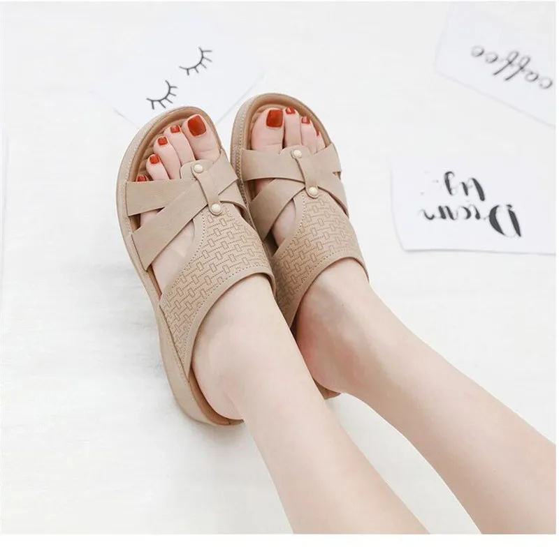 YAERNILadies/Шлепанцы из пробковой кожи; женская домашняя обувь; OfficeSlippers; пляжные летние шлепанцы; Sandalias De Verano Para Mujer