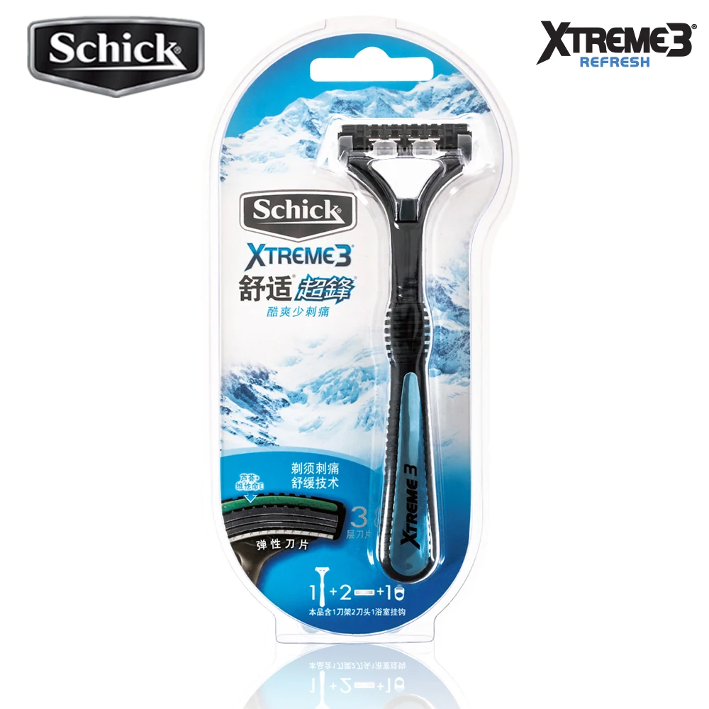 Оригинальная бритва Schick XTREME3 (1 Бритва + 2 лезвия) ручное бритье для мужчин|razor