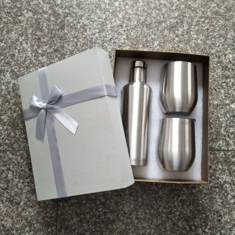 Серебристый Подарочный набор 12oz яйцо чашки различной формы глоток бокалы для вина и бутылка из нержавеющей стали Изолированная вакуумом 2-стены воды кофе термос кружки - Цвет: Серебристый