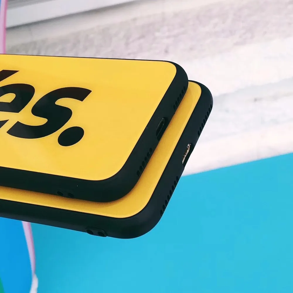 Роскошные стеклянные чехол для телефона iphone 7 plus 8 плюс 6 S X Чехол жизненно желтый