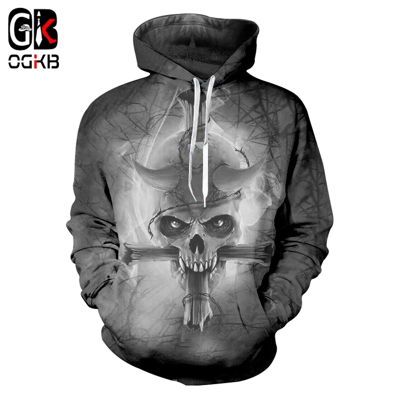 

OGKB Мужской Пуловер Новый длинный свободный 3D Толстовка с принтом Крест Череп хип-хоп большой размер Одежда Homme дропшиппинг 2018