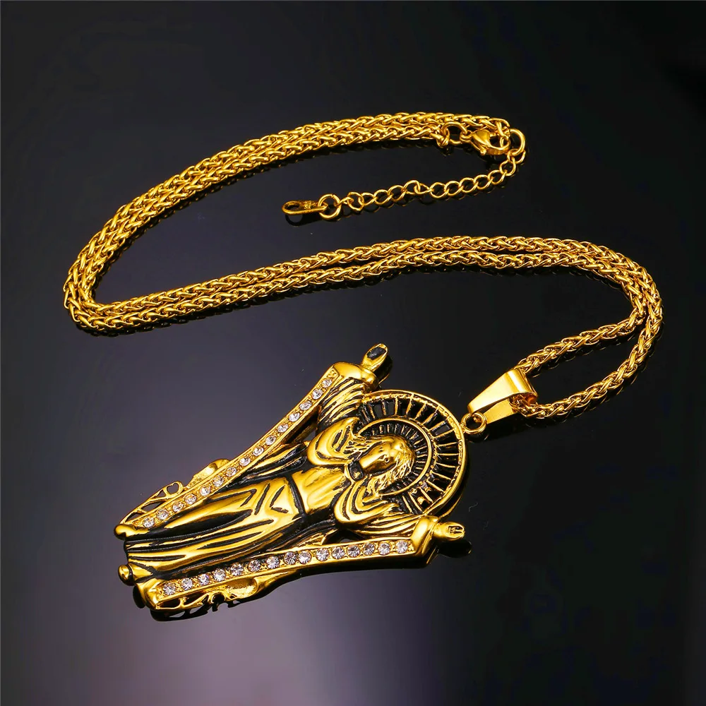 Для мужчин ювелирные изделия золото Иисус кусок подвески ожерелья 316L