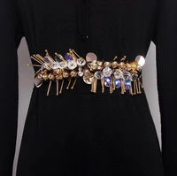 womens runway fashion vintage beaded cummerbunds female dress corsets waistband belts decoration wide belt r1679