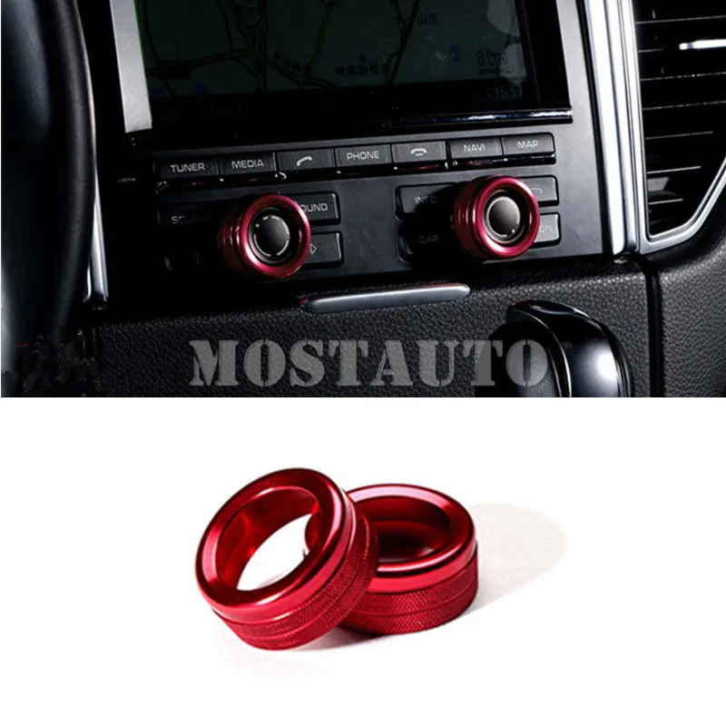 Inner Centre Console AC &amp Sound Volume Knob Cover For Porsche Panamera 2010-2016 2pcs Silver/Blue/Red Car Decor | Автомобили и