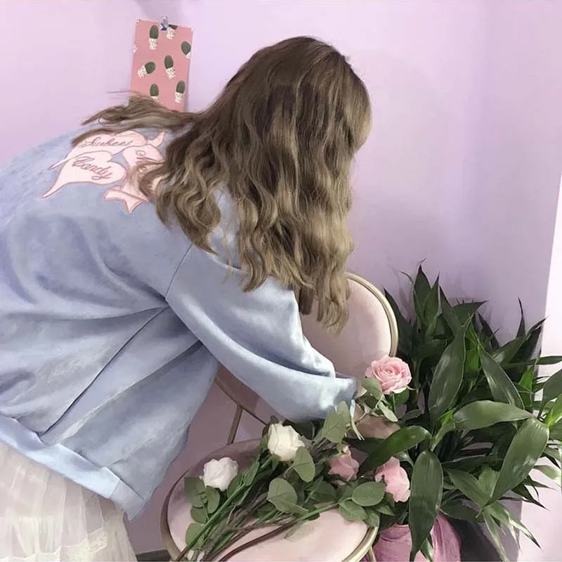 NiceMix весеннее пальто Kawaii Женская Повседневная Верхняя одежда Куртки с вышитым сердцем Женское пальто Manteau Femme Hiver