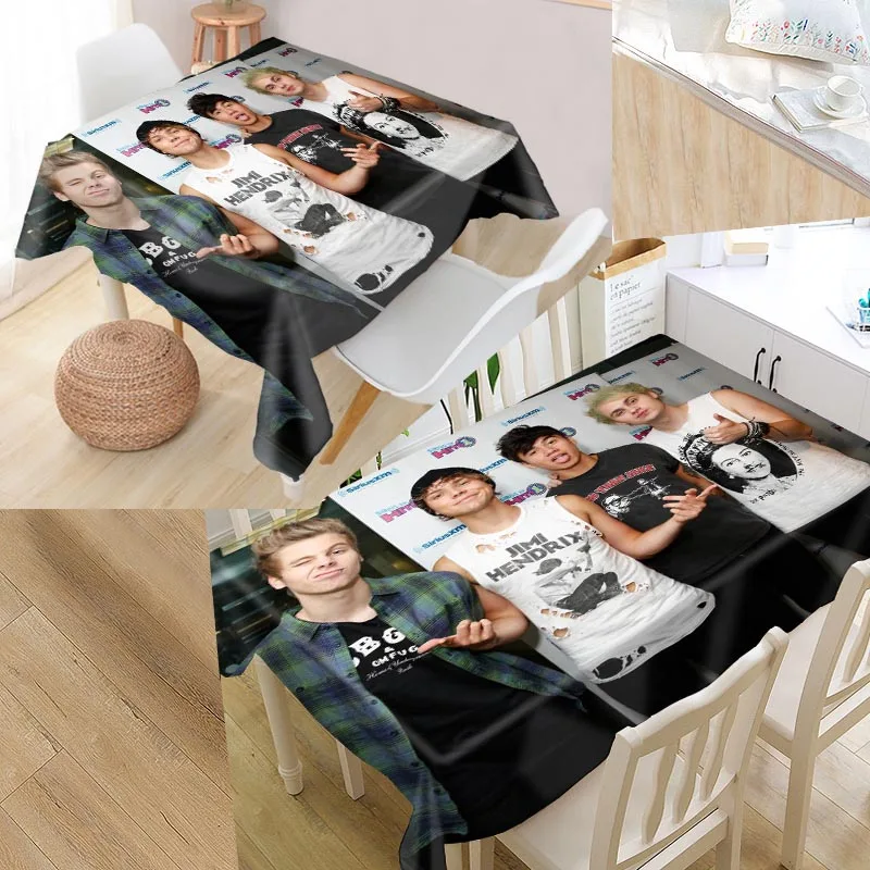 

5 Seconds Of Summer Custom Table Cloth Rectangular Oxford Print Waterproof Oilproof Square Table Cover Wedding Tablecloth P~