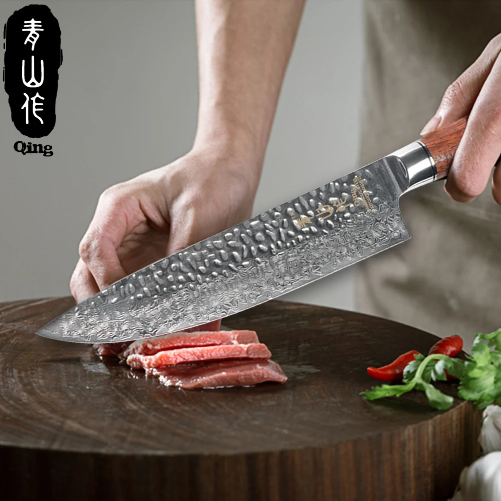 QING Hammer дамасский клинок нож ручной работы кованая Дамасская сталь 8 &quotнож