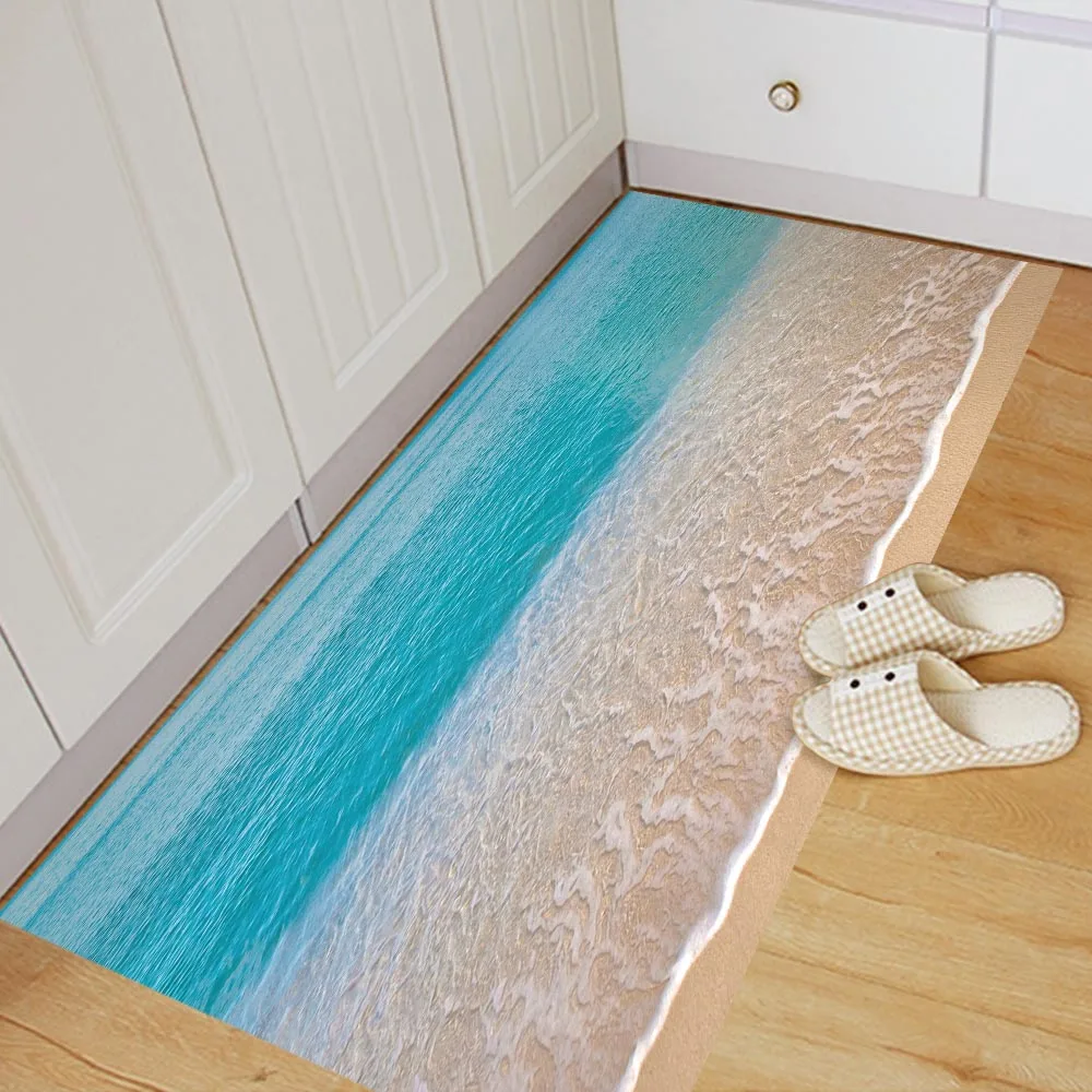 

Sea Beach 3D Floor Stickers Waterproof Removable Anti-slip Mural Decal Stickers Wall Bathroom Living Room Bedroom Decor 60x120cm