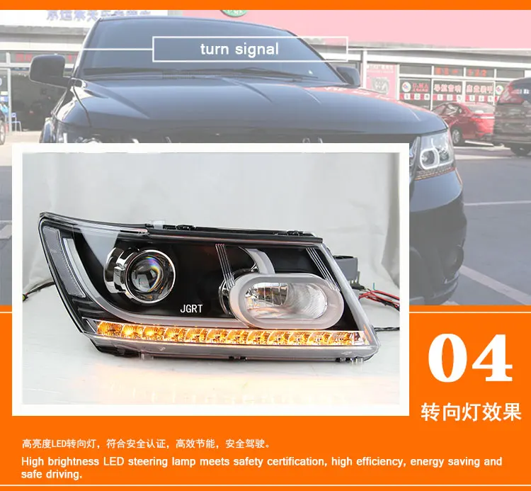 2 шт. светодиодный фары для автомобиля Fiat Freemont 2012-, светодиодный фонарь с двумя ксеноновыми линзами, автомобильные аксессуары, дневные ходовые огни