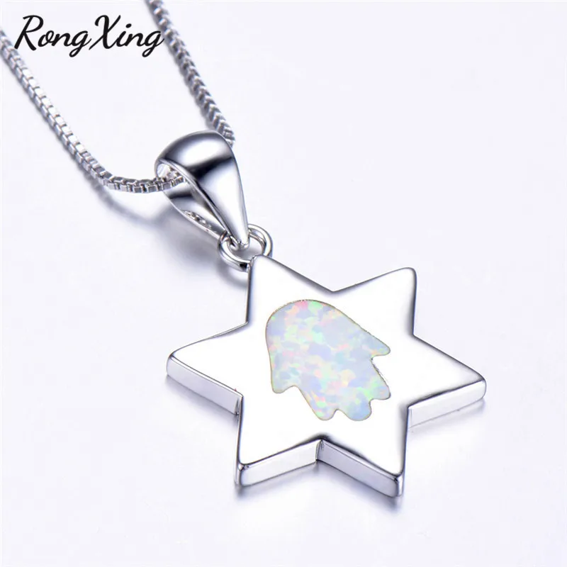 RongXing Белый/Синий огненный опал звезда кулон призрак ожерелья для женщин