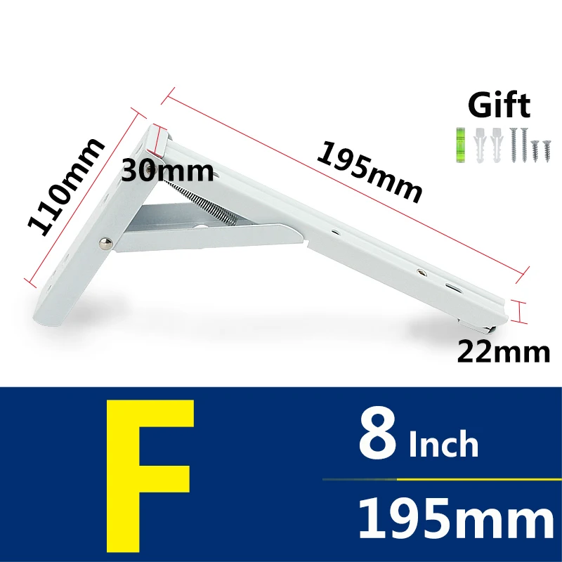 F 8 Inch 2 шт. 8/10/12/14 дюймовые спиральные кронштейн складной держатель Поддержка стеллаж для выставки товаров Нержавеющая сталь складной кронштейн для полки Настольный - Цвет: F 8 Inch
