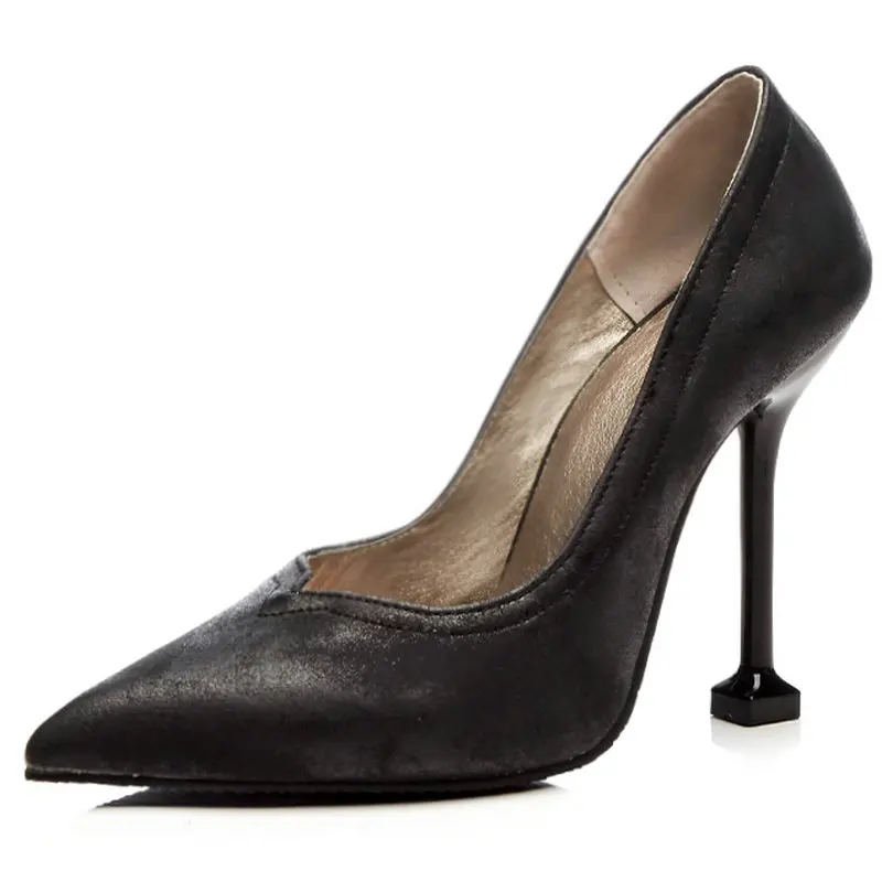 Size34-43 женские туфли-лодочки из мягкой кожи высокого качества слипоны с острым
